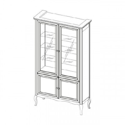 Kast Klassieke vitrinekast Massief hout Echt hout - Model PR-W2