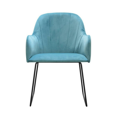 Moderne fauteuils groep 8 stoelen set in turkoois bekleding met armleuning.