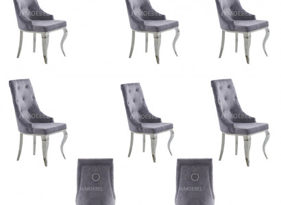 6x Stoel Chesterfield Designer Gestoffeerde Stoelen Zit Textiel Set Nieuw