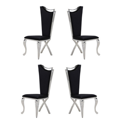 Stel 4x stoelen eetkamerstoel hout luxe eetkamer stof modern stoelen.