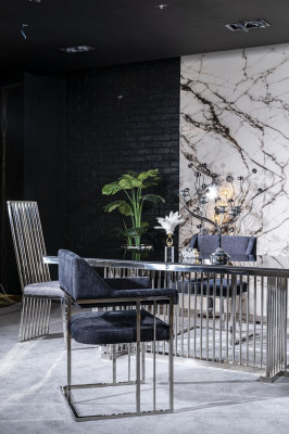 Eetkamerstoel Luxe Metaal met Textiel Stoelen Stijl Modern Armstoel