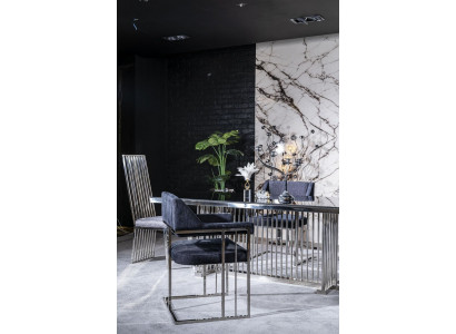 Eetkamerstoel Luxe Metaal met Textiel Stoelen Stijl Modern Armstoel