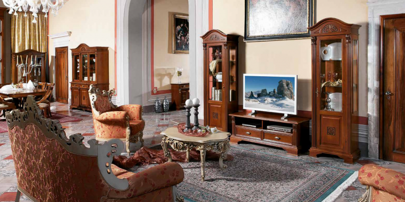 Woonkamer meubelset vitrines vitrine dressoir meubels in massief hout.