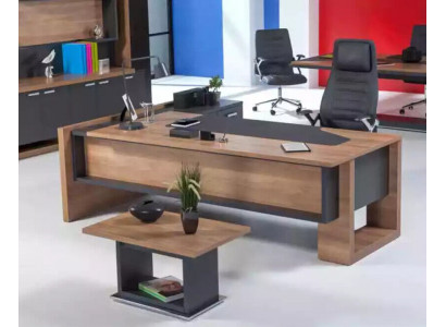 Kantoor hoekbureau meubilair bureau inrichting houten bureau directeursbureau