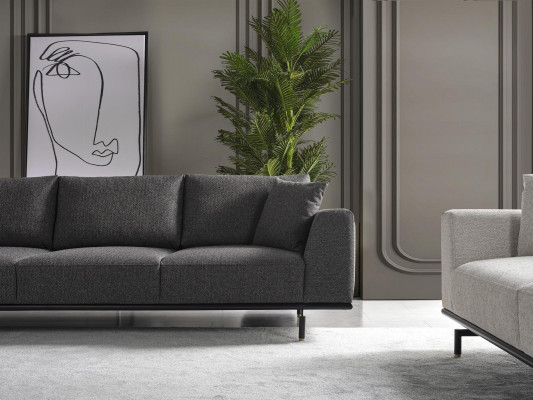 Complete bankstel bank banken fauteuil grijs bankstel set 4-dlg.