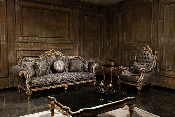 Klassieke Chesterfield bankstel 3+1 zits Designer salontafel 3-delig