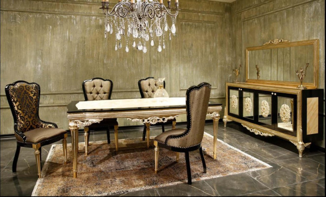Eethoek set eetkamer eettafel set 7-delig luxe bruin edel hout