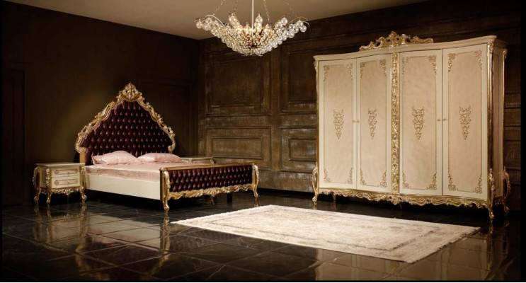 Klassieke slaapkamerset Dubbel bed 2x Nachtkastjes Commode Kast