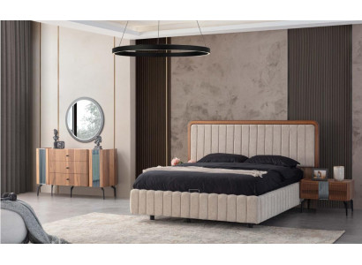 Helder slaapkamer meubilair tweepersoonsbed kaptafel spiegel 2x nachtkastjes