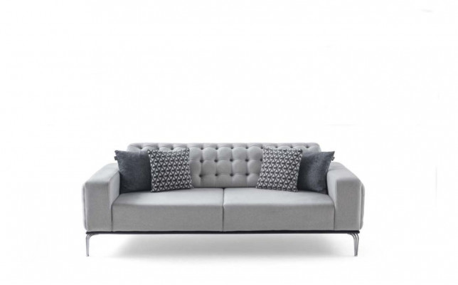 Chesterfield Grijze Bankstel Woonkamer Bankstellen Driepersoonsbank + Fauteuil