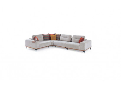 Witte hoekbank Moderne L-vorm Bank Woonkamer Gestoffeerde banken Houten frame