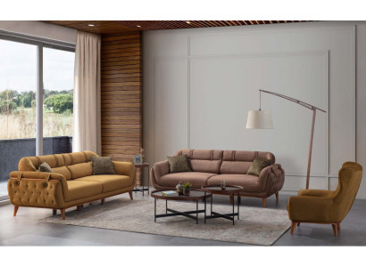 Chesterfield bierstel woonkamerset bankstellen 2x driezits fauteuil meubels