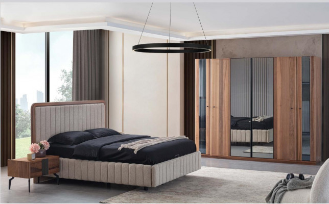 Exclusieve slaapkamerset Bed 2x Nachtkastjes en Kledingkast 4-delig.