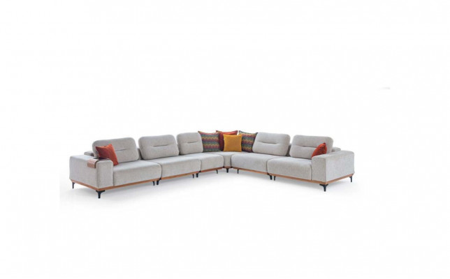 Grijze hoekbank Exclusieve L-vormige set Luxe woonkamer meubels