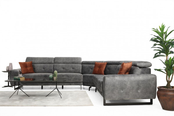 Grijs hoekbank ontwerper woonkamer bank L-vorm gestoffeerd luxe meubels modern