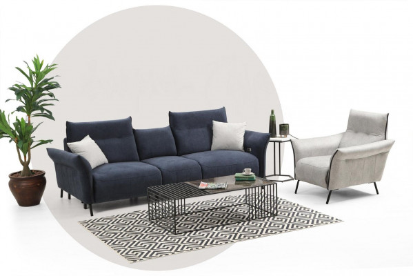 Bankstel Luxe Driepersoonsbank Beklede Fauteuil Woonkamer Bank Nieuw