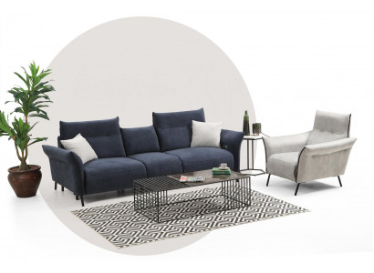 Bankstel Luxe Driepersoonsbank Beklede Fauteuil Woonkamer Bank Nieuw