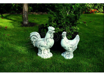 Tuindecoratie Kip Terras Steen Figuren Figuur Decoratief Wit Standbeeld