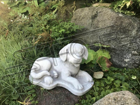 Tuindecoratie Hond Steen Terras Beeld Figuren Decoratief Standbeeld Wit