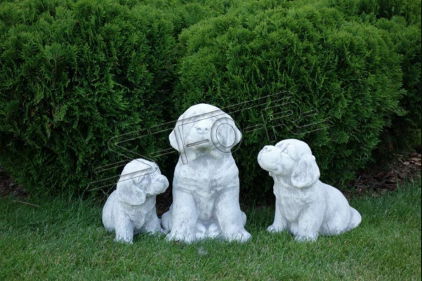 Tuindecoratie Hond Terras Steen Beeld Figuren Decoratief Wit Standbeeld