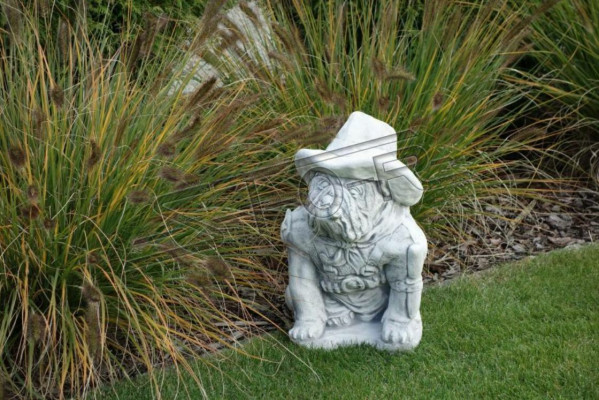 Tuindecoratie Hond Terras Steen Figuren Wit Decoratief Beeld Standbeeld