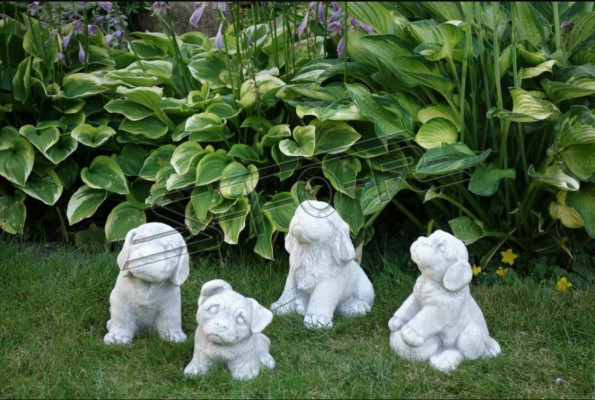 Tuindecoratie Witte Hond Terras Steenfiguren Decoratief Standbeeld Figuur