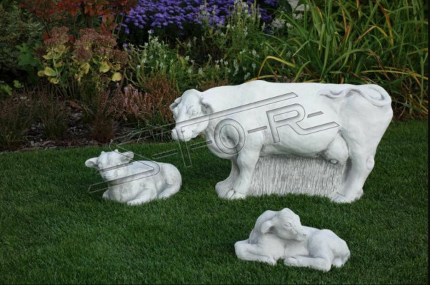 Tuin Koe Decoratie Steen Figuur Terras Decoratie Standbeeld Wit Natuur Sculptuur