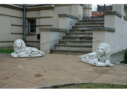Leeuw Liggend Standbeeld Figuur Tuin Terras Decoratie Sculptuur Antiek