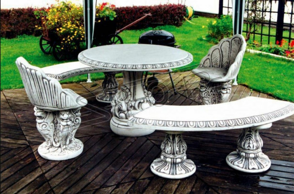 Stenen bank Ronde banken Tuin Terrasmeubilair 135cm Standbeeld