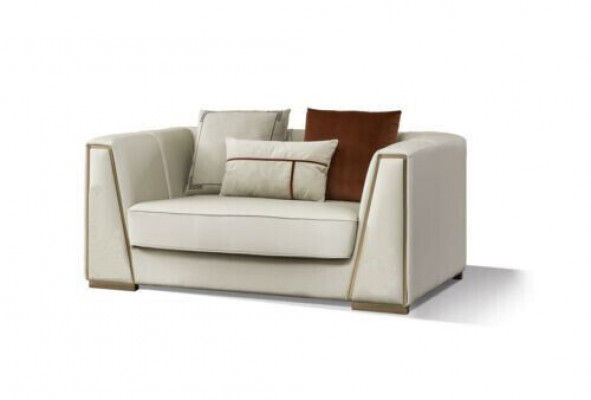 Witte leren bankstel Designer 3+2 zits decoratiebanken set 2-delig.