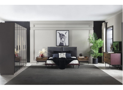 Zolder Slaapkamer Grijs Bed Kast Nachtkastjes Commode 5-delige set