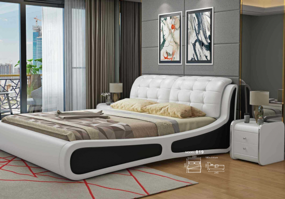 Bedbekleding Ontwerp Luxe Tweepersoonsbedden Wit 180x200 cm Slaapkamer Leer