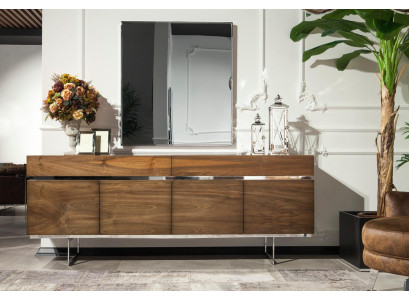Sideboard + Spiegel van roestvrij staal Commode Opbergruimte Luxueus Praktisch Lowboard