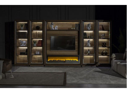 Luxe wandmeubels 448 cm kast wand woonkamer met open haard woonkamer hout