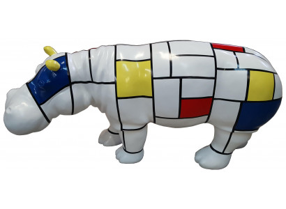 Bonte Abstracte Figuur Nijlpaard 100 cm Moderne Decoratie Figuren echt handwerk