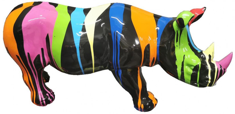 Beschilderde neushoorn abstracte sculpturen Kleurrijke figuur standbeelden Tuin handgemaakte kunst