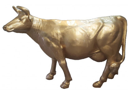 Ontwerp Koe Gouden Figuur Standbeeld Sculptuur Figuren Sculpturen Decoratie Abstract