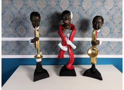 3X DESIGN SET BEELD SCULPTUREN STATUEN MUZIKANTEN XXL GROTE FIGUREN BEELD