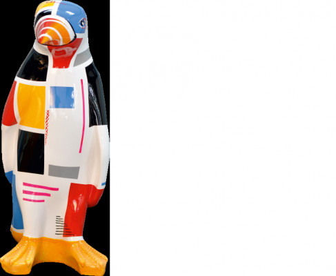 XXL Designer Figur Handgemacht Bemalt Skulptur Statue Skulpturen Pinguin