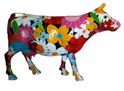Abstract beschilderd hangend figuur koe standbeeld tuindecoratie beeldjes deco