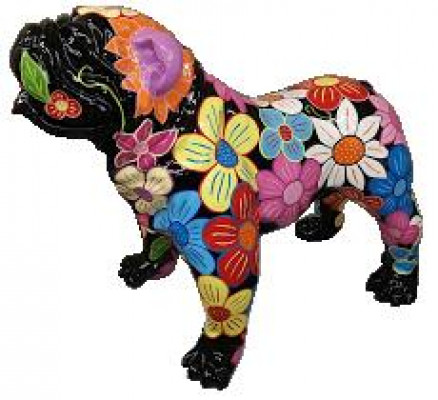 Abstracte honden decoratie Kleurrijke figuur sculptuur standbeelden Bloemen standbeeld figuren