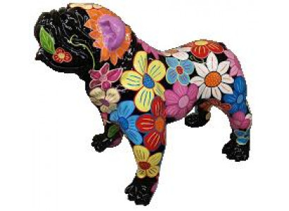 Abstracte honden decoratie Kleurrijke figuur sculptuur standbeelden Bloemen standbeeld figuren