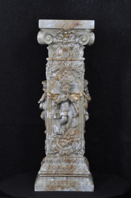 Ontwerp zuil Amoretten sculpturen figuren decoratie decoratiestandaard bloemen sokkel