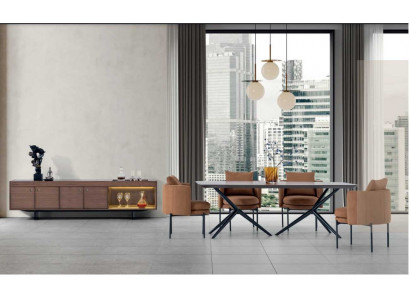 Eetkamer Modern Set Tafel 4x Stoelen Dressoir Luxe Designer Set