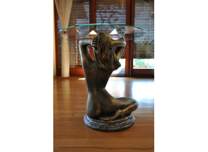 Ontwerp Medusa salontafel, glazen tafel, bijzettafel, bank, klassiek, 51 cm.