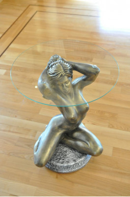 Ontwerp Medusa salontafel, glazen tafel, bijzettafel, bank, klassiek, 51 cm.