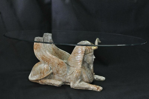 Salontafel Tafel Glazen tafels Farao Sphinx Bijzettafel Glas Egypte 120x60cm