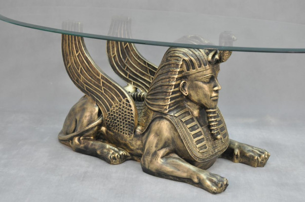 Salontafel Tafel Glazen tafels Farao Sphinx Bijzettafel Glas Egypte 120x60cm