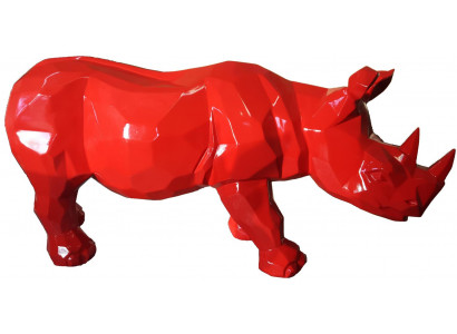 Rode neushoorn figuur standbeeld cijfers beeldhouwwerk tuindecoratie abstract