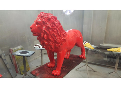 Rode Leeuw Figuur Standbeeld Beelden Beelden Sculptuur Tuindecoratie Abstract Decor